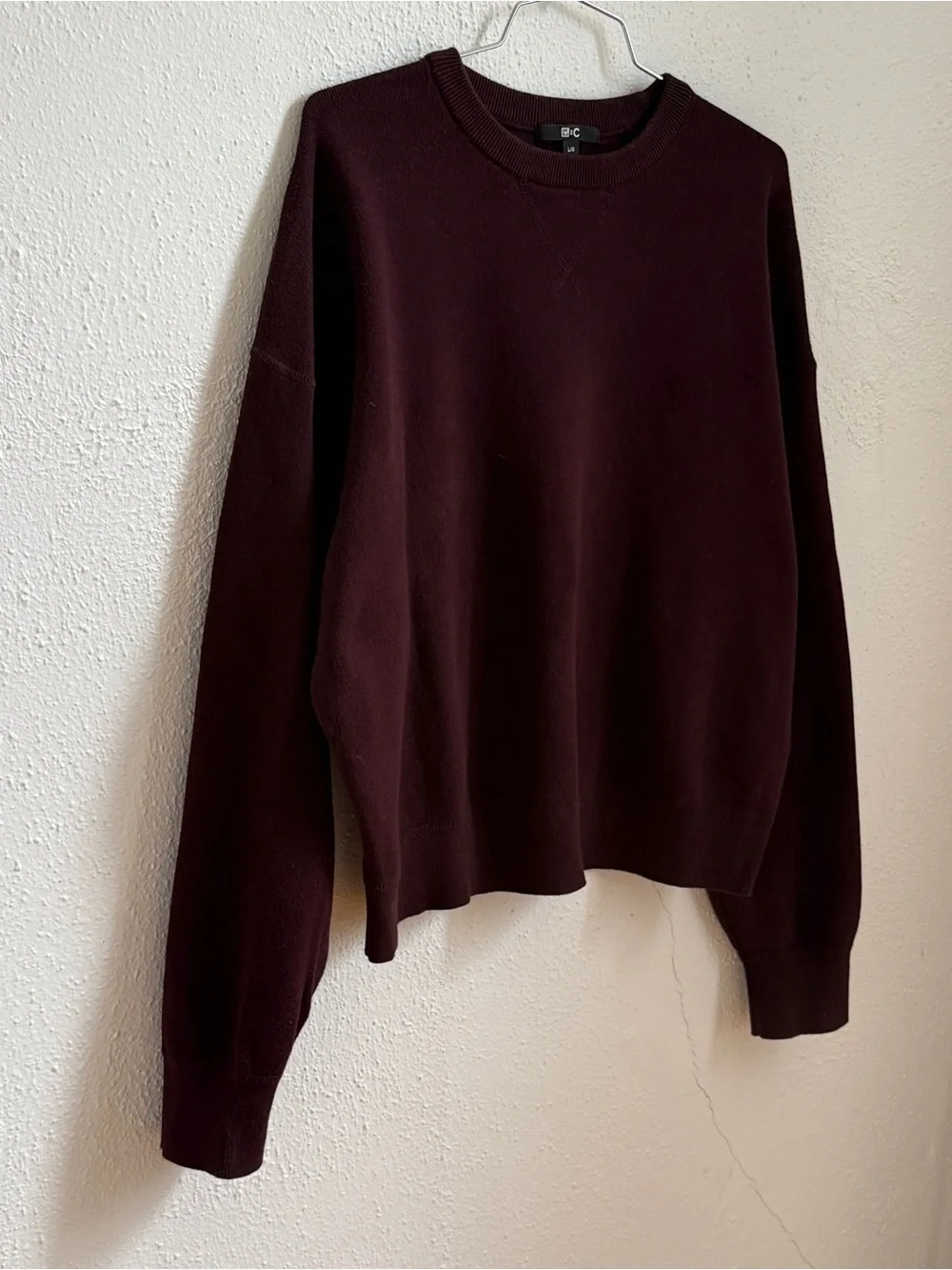 Uniqlo C Cotton Crewneck Sweater - Maroon - Picture 2 of 4
